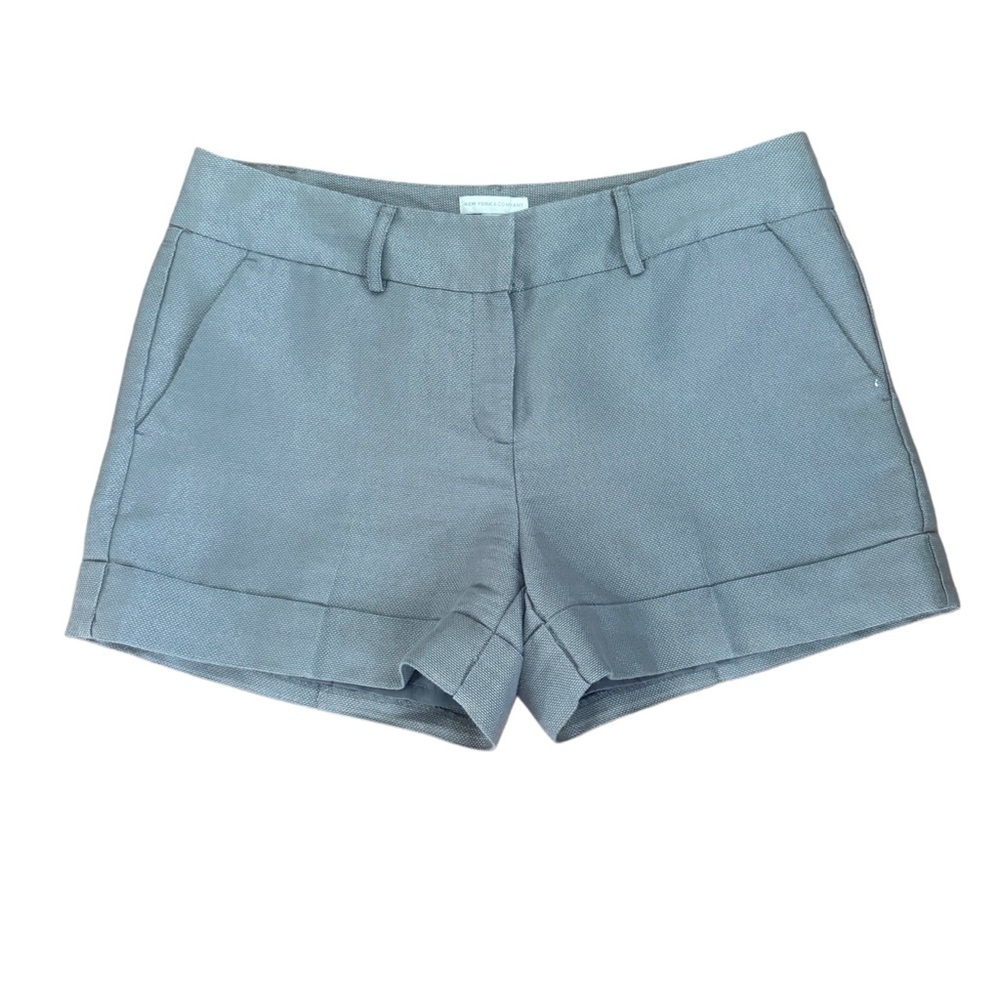 New York & Company Women's Gray Metallic Cotton Shorts Size 12